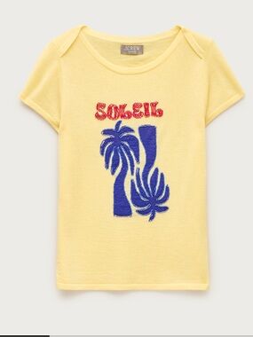 J. Crew Featherweight cashmere beaded "Soleil" graphic sweater-tee